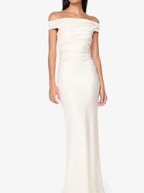 bec + bridge Ivory Off-Shoulder Maxi Gown